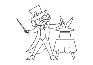 Magicien - Coloriages cirque - Coloriages - 10doigts.fr